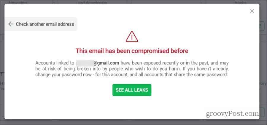e-pasta noplūdes brīdinājums
