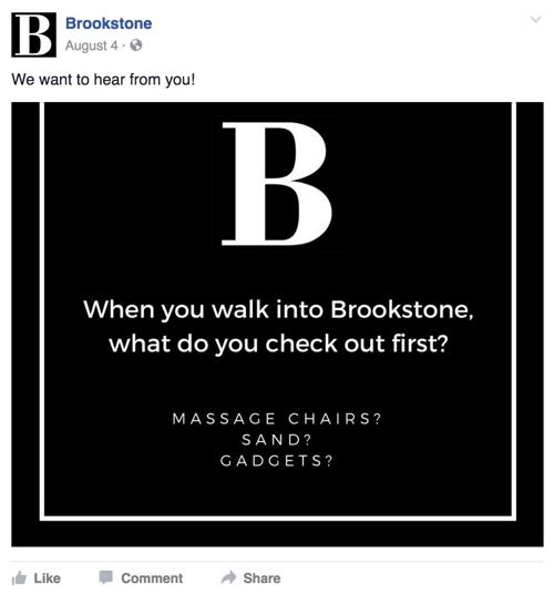 Brookstone facebook ieraksts