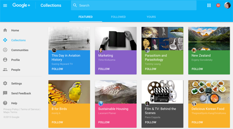 jaunas google plus piedāvātās kolekcijas
