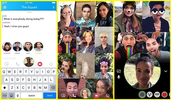 Snapchat iepazīstina ar grupas video tērzēšanu līdz 16 cilvēkiem.