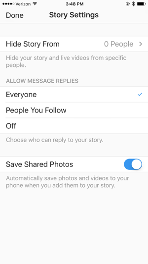 Pirms sākat tiešraidē, pārbaudiet Instagram stāsta iestatījumus.