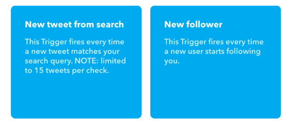 IFTTT sīklietotnes aktivizatoram izvēlieties Jauns čivināt no meklēšanas.