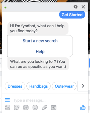 Šis Facebook Messenger tērzēšanas robots palīdz klientiem atrast apģērbu, ko iegādāties.