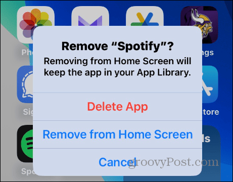 Izdzēsiet lietotni Spotify operētājsistēmā iOS