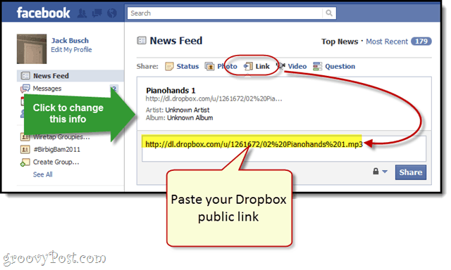 Facebook + Dropbox: Bezmaksas MP3 straumēšana uz jūsu Facebook sienas