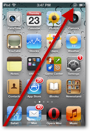 iPod orientācijas bloķēta ikona