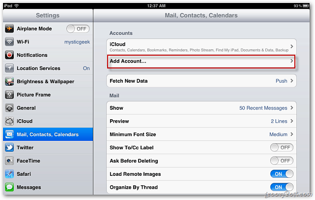 Pasta iestatīšana iPhone, iPad vai iPod Touch
