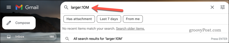 Palaižot lielāku: meklējiet Gmail meklēšanas joslā
