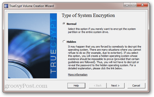 TrueCrypt: sistēmas šifrēšanas tips