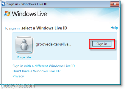 pierakstieties bing joslā, izmantojot Windows Live ID
