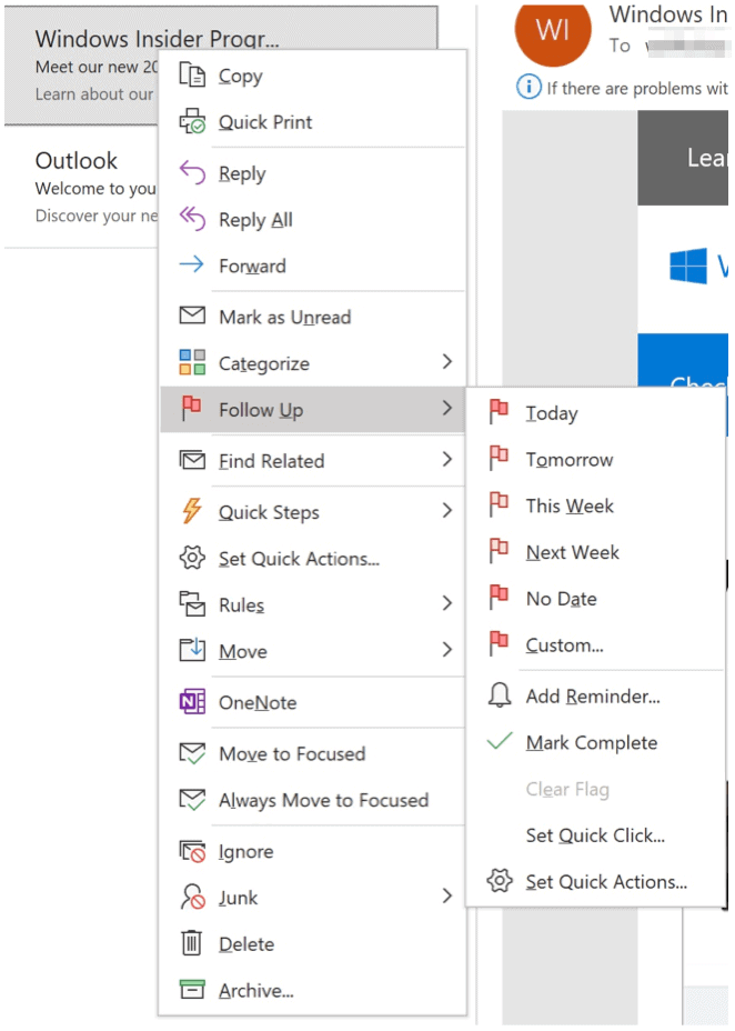 Microsoft Outlook Tips karodziņi