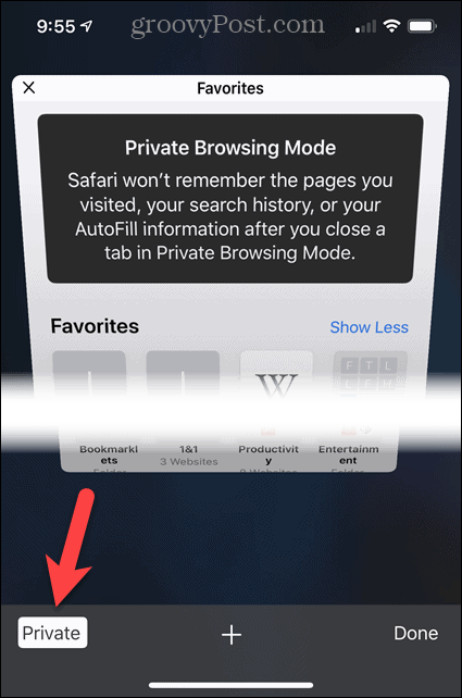 IOS operētājsistēmā Safari izslēdziet opciju Privāts