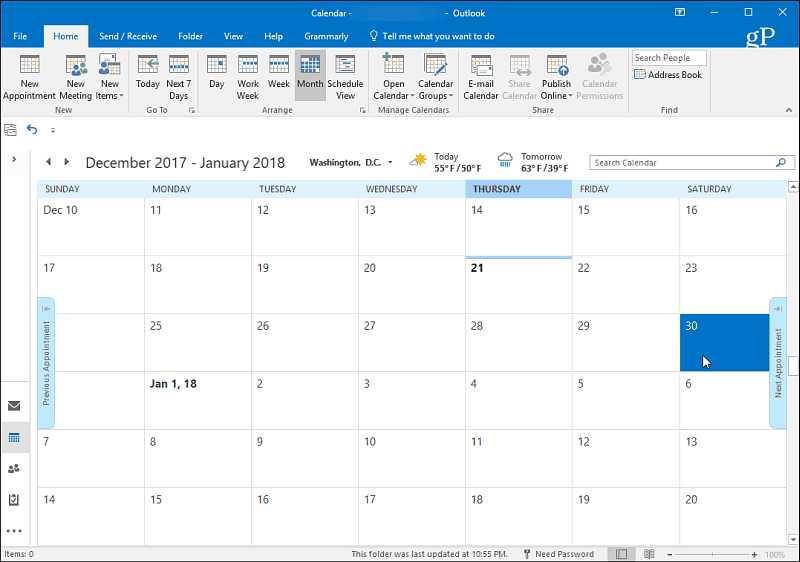 1 Outlook kalendārs
