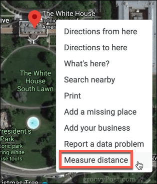 Google Maps opcija Mērīt attālumu