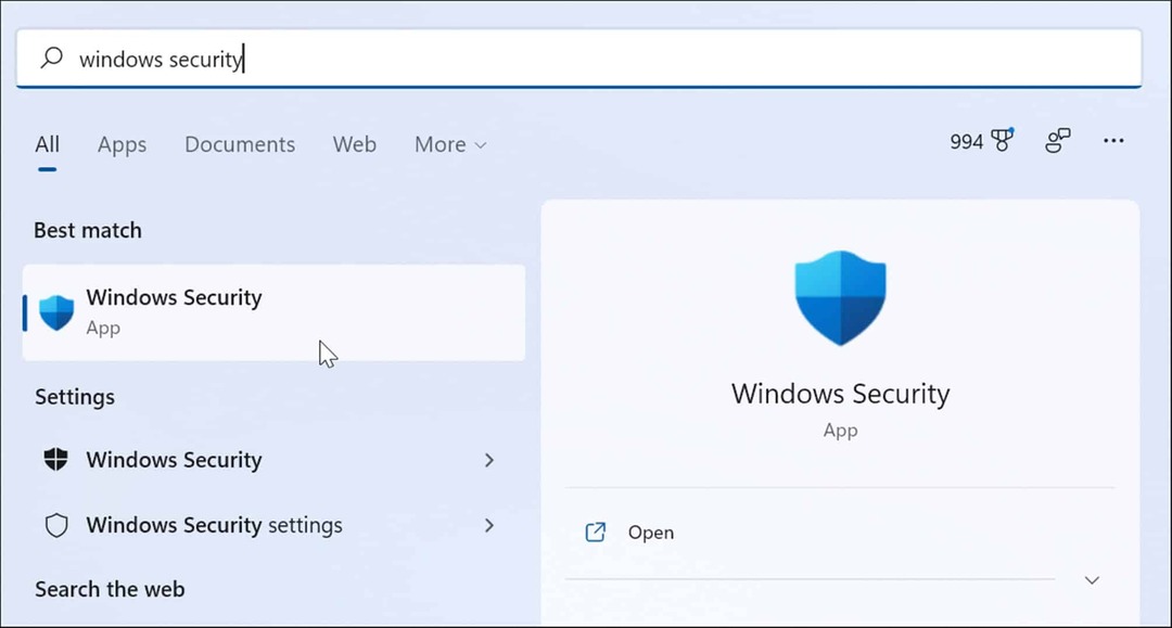 Sākt Windows drošības programmu