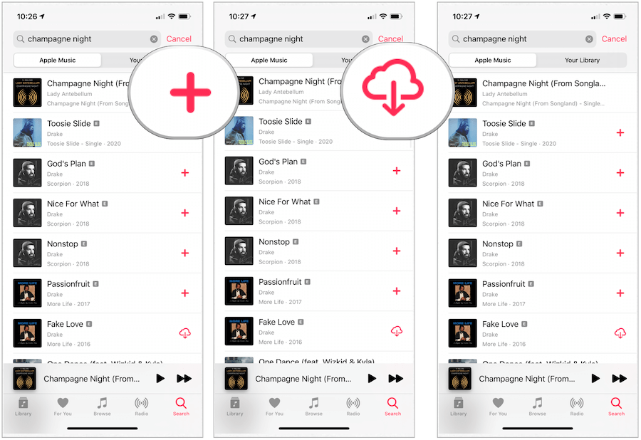 Apple Music dziesmas lejupielādē ierīcē