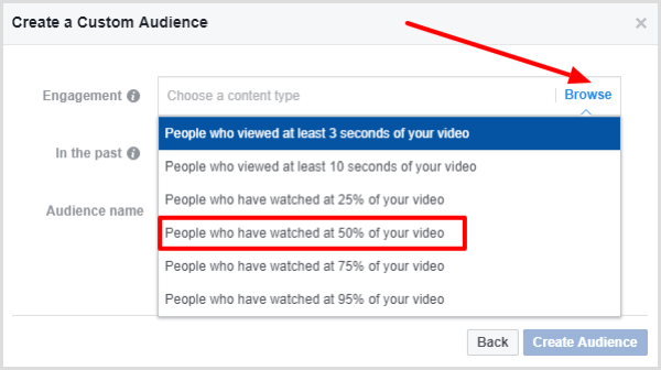 Atlasiet cilvēkus, kuri skatījušies vismaz 50% no jūsu videoklipa.