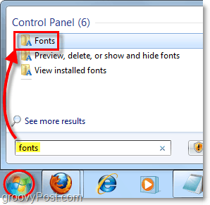 piekļūstiet fonta vadības panelim Windows 7 