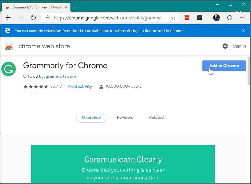 5 Instalējiet Chrome paplašinājuma Chrome Web Store Edge