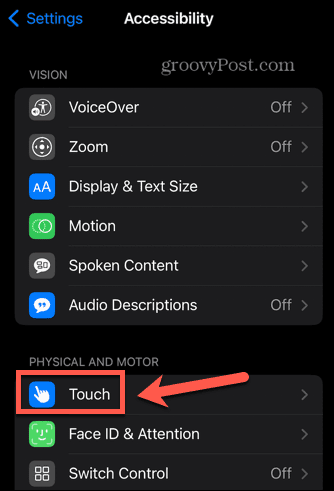 iphone touch iestatījumi