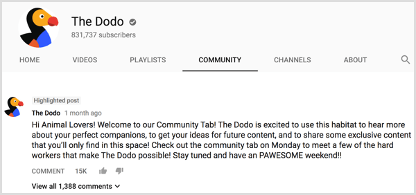 YouTube kanāla cilnes Kopiena ievadziņa