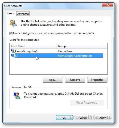 Kā automātiski pieteikties sistēmā Windows 7