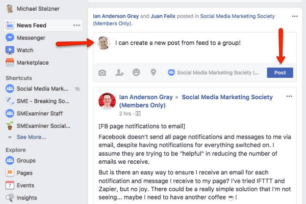 Facebook tagad ļauj lietotājiem izlikt ziņas tieši grupās no ziņu plūsmas.