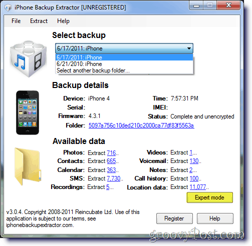 iPhone Backup Extractor Atlasiet Backup