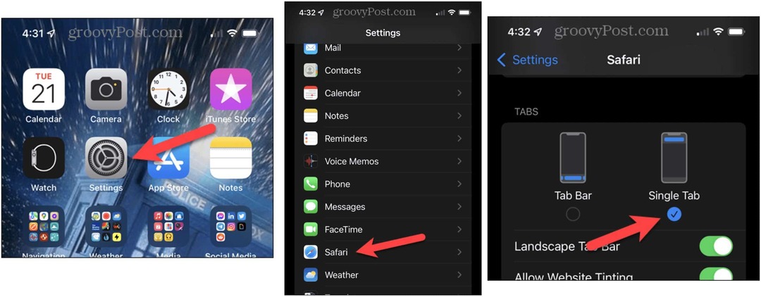 Pārvietojiet Safari meklēšanas joslu iOS 15 ierīcē iPhone