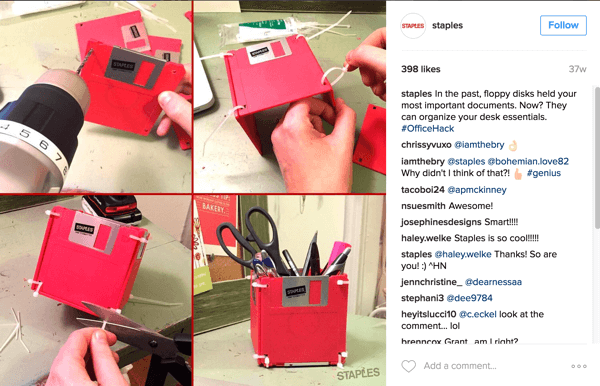 Šajā Staples Instagram kolāžu kolektīvā ir gudrs veids, kā disketes pārveidot par galda piederumu.