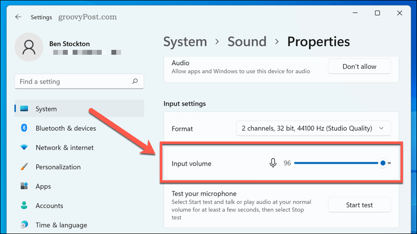 Mikrofona skaļuma iestatījumu konfigurēšana operētājsistēmā Windows 11