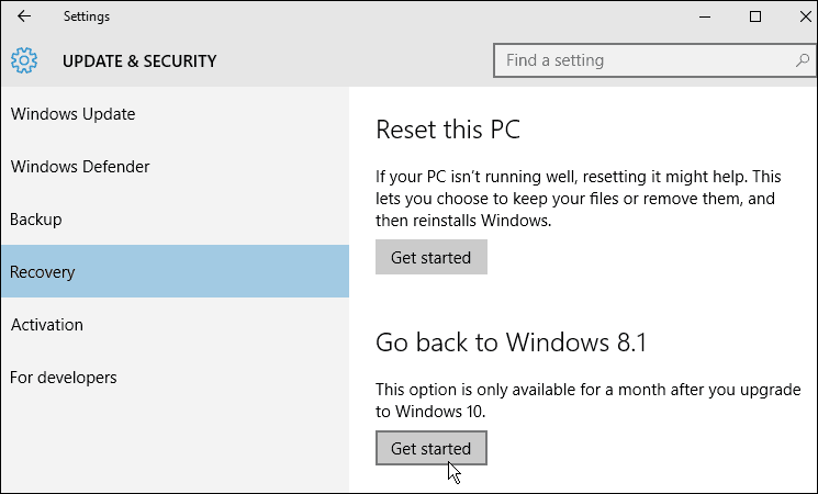 atkopšana Windows 10