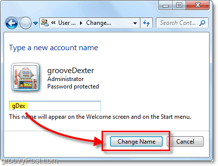 izveidot jaunu konta nosaukumu Windows 7
