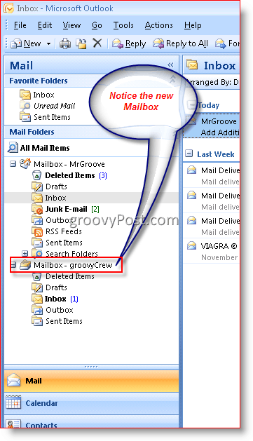 Pievienojiet pastkasti programmai Outlook 2007:: groovyPost.com
