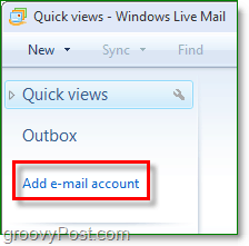 pievienot e-pasta kontu Windows