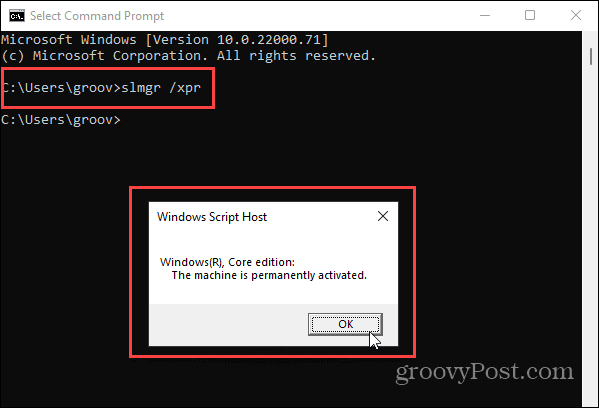 Komandu uzvedne Windows 11 Activataion