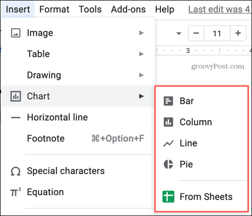 Ievietot diagrammu Google dokumentos