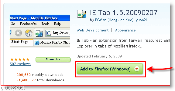 Lejupielādējiet Firefox IE cilni
