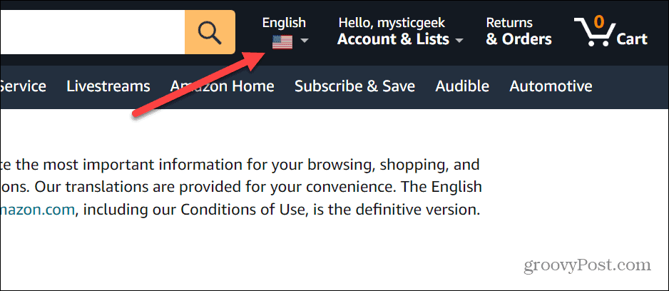 Mainiet valodu vietnē Amazon