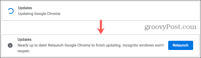 Atjaunina un restartē pārlūku Google Chrome