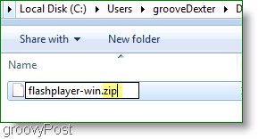 Ekrānuzņēmums: Flashplayer ZIP faila logi 7