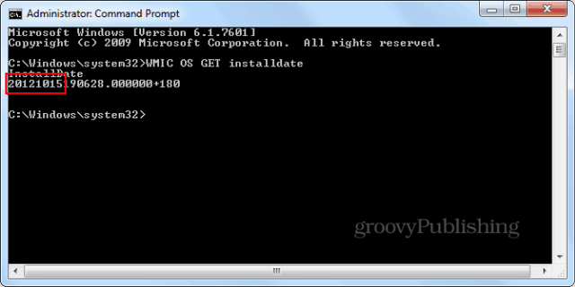 Windows instalēšanas datums cmd promptwmic enter