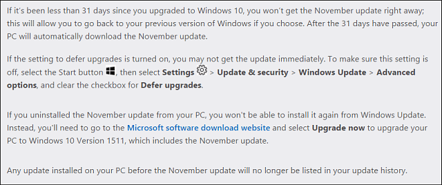 Microsoft Win10 novembra atjauninājuma piezīmes