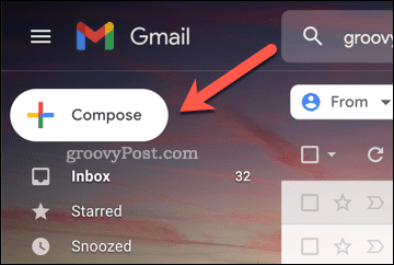 Gmail poga Rakstīt