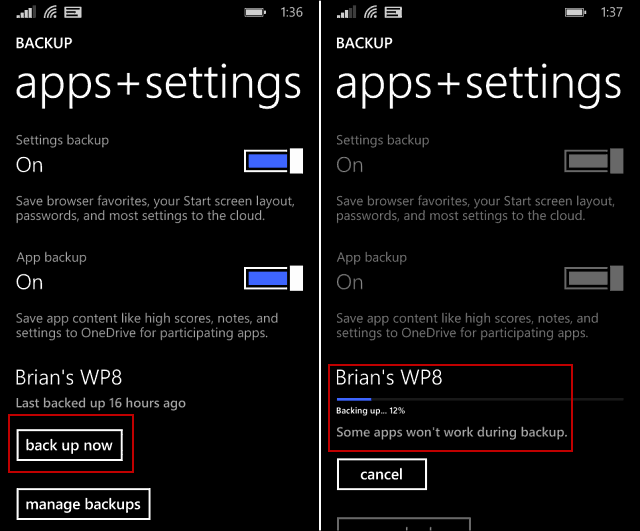 Windows Phone 8.1 padoms: manuāli dublējiet tālruņa datus