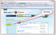 Filtrējiet Firefox papildinājumu meklēšanas rezultātus