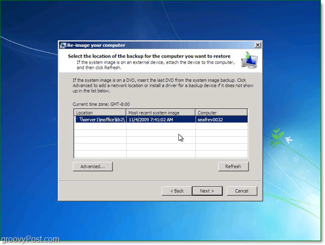 jūs varat izmantot sistēmas attēlu no tīkla, lai atjaunotu Windows 7