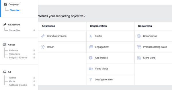 Atlasiet savas Facebook kampaņas mērķi.
