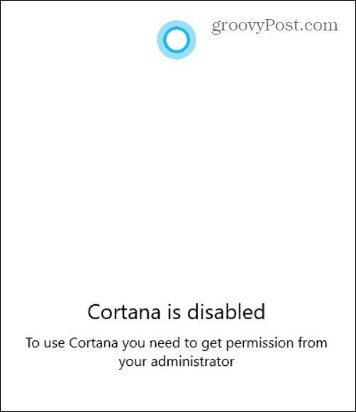 Cortana ir atspējots