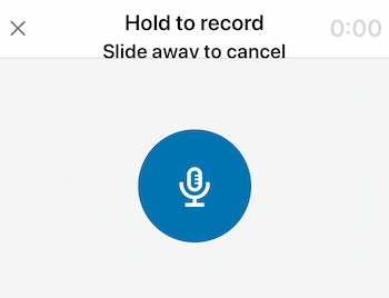 mikrofona ikona, lai ierakstītu LinkedIn audio ziņojumu